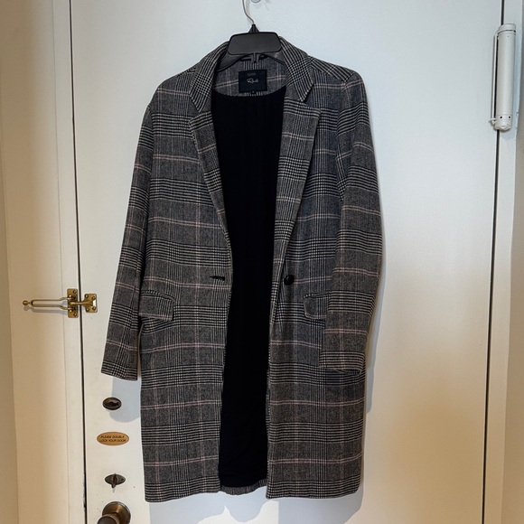 Rails Black and Gray Plaid Pea Coat - Picture 1 of 6